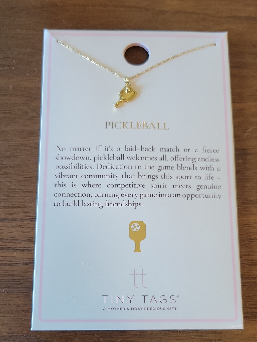Tiny Tags Gold Pickleball Necklace